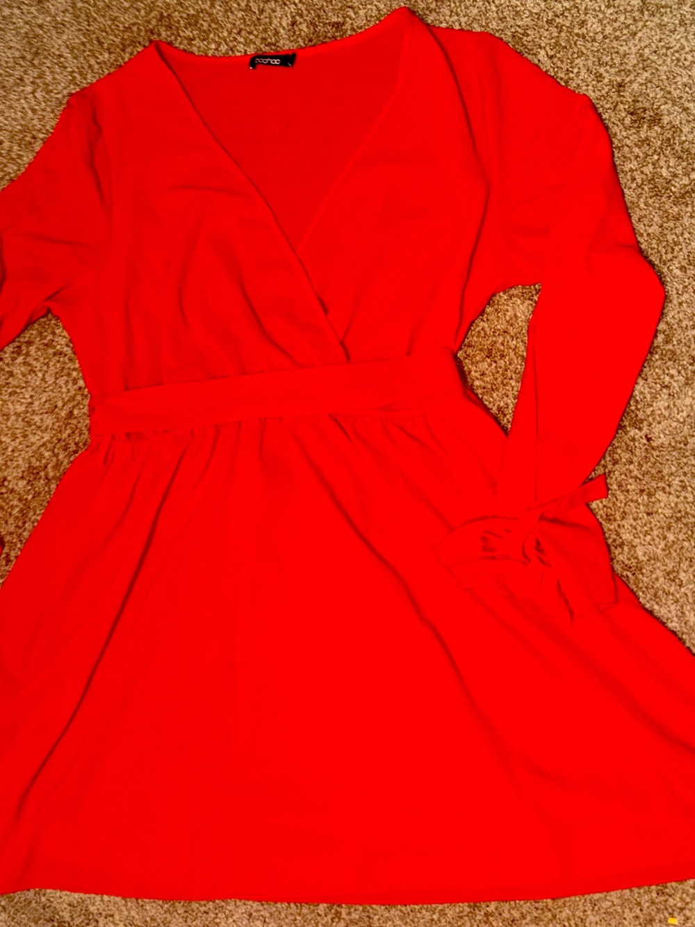 Boohoo Plus Bright Red Wrap Mini Dress
